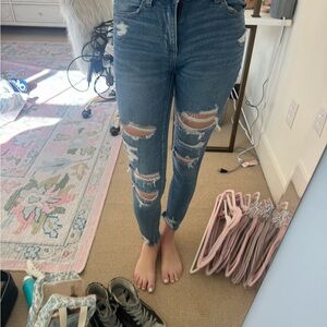 American Eagle Outfitters Ripped Blue Skinny Jeans